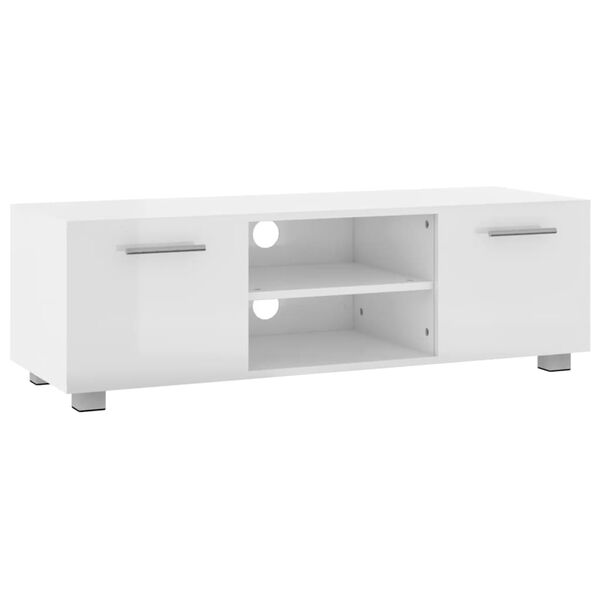 vidaXL Mobile Porta TV Bianco Lucido 110x40x35 cm in Legno Multistrato