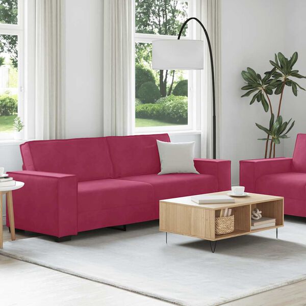 vidaXL Set di Divani 2 pz con Cuscini Rosso Vino in Velluto
