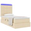 vidaXL Letto con contenitore e LED Crema 90 x 190 cm Poliestere