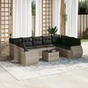 vidaXL Set Divano Giardino 10 pz con Cuscini Grigio Chiaro Polyrattan