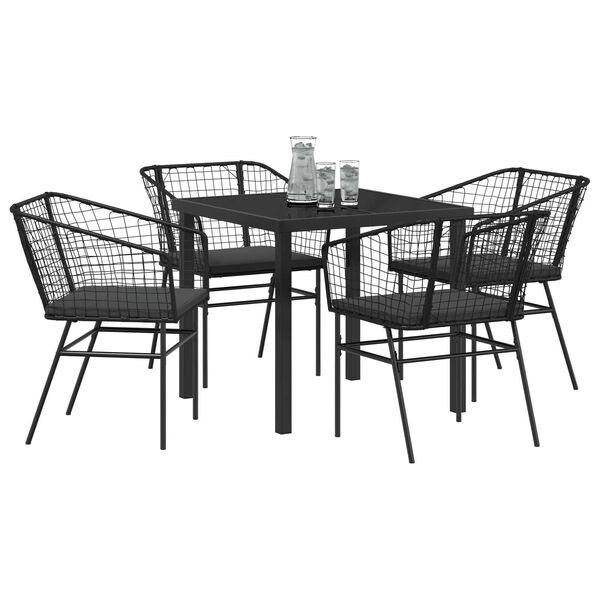 vidaXL Set da Pranzo per Giardino 5 pcs Nero polyrattan