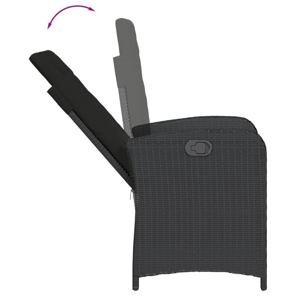 vidaXL Set da Pranzo da Giardino 5 pz Nero con Cuscini in Polyrattan