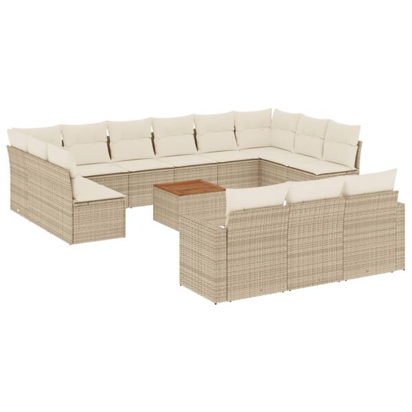 vidaXL Set Divani da Giardino 14pz con Cuscini in Polyrattan Beige