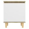 vidaXL Comodini Gambe Legno Massello 2pz Rovere Sonoma Bianco 40x30x50
