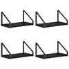 vidaXL Scaffali da parete 4 pz Rovere Nero 30 x 16 x 15,5 cm