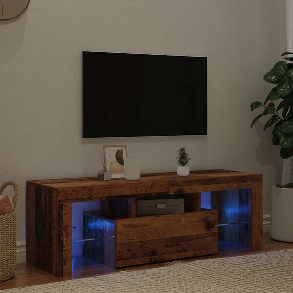 vidaXL Mobile Porta TV con LED Legno Antico 120x36,5x40 cm Multistrato
