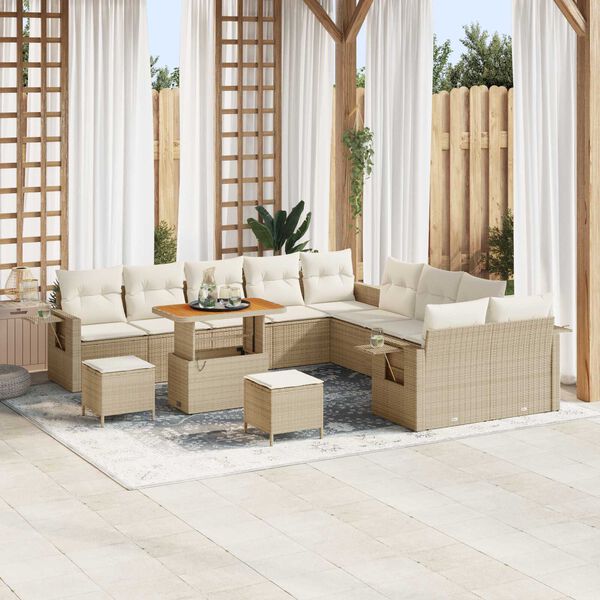 vidaXL Set Divano da Giardino con cuscino 13 pcs Beige polyrattan