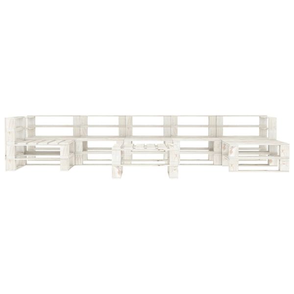 vidaXL Set Salotto da Giardino 8 pz Pallet in Legno Bianco