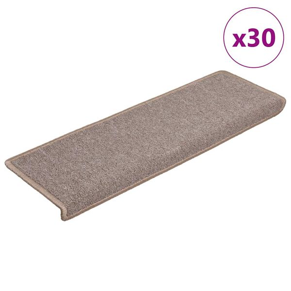 vidaXL Tappetini per scale 30 pz 65x21x4 cm Marrone chiaro Bordo rettangolare