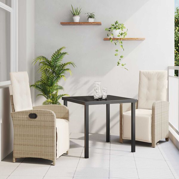 vidaXL Set da Pranzo per Giardino con cuscino 3 pcs Beige polyrattan