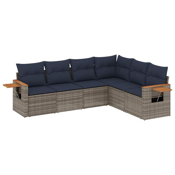 vidaXL Set Divani da Giardino 6 pz con Cuscini Grigio in Polyrattan
