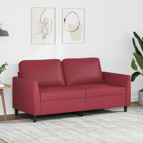 vidaXL Divano a 2 Posti Rosso Vino 140 cm in Similpelle