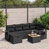 vidaXL Set Divani da Giardino con Cuscini 7pz Nero Polyrattan