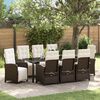 vidaXL Set da Pranzo per Giardino con cuscino 9 pcs Marrone polyrattan