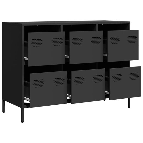 vidaXL Credenza Nera 101,5x39x73,5 cm in Acciaio Laminato a Freddo