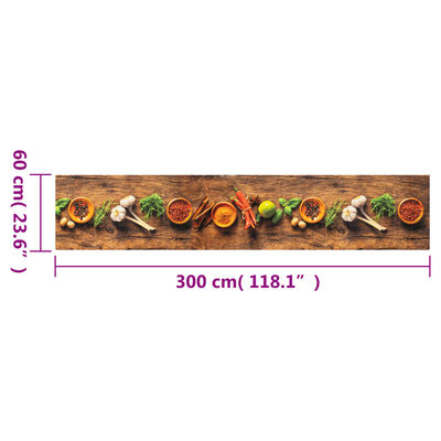 vidaXL Tappeto da Cucina Lavabile Spezie 60x300 cm Velluto