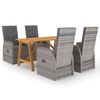 vidaXL Set Mobili da Pranzo per Giardino 5 pz Grigio