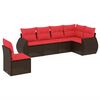 vidaXL Set Divani da Giardino 6 pz con Cuscini Marrone in Polyrattan