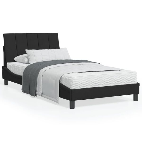 vidaXL Letto con Materasso Hanko Nero 100x200 cm in Velluto
