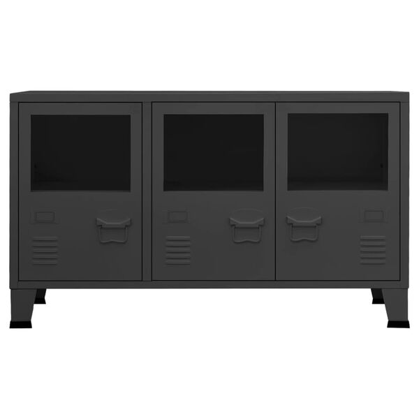 vidaXL Credenza Antracite Industriale 105x35x62 cm in Metallo e Vetro