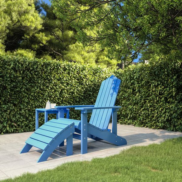 vidaXL Sedia da Giardino Adirondack con Poggiapiedi Blu Acqua in HDPE