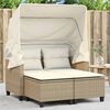 vidaXL Divano Giardino 2 Posti Baldacchino e Sgabelli Beige Polyrattan