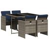 vidaXL Set da pranzo da giardino da 5 pz con Cuscini in Polyrattan Grigio