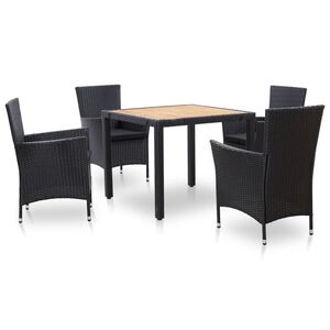 vidaXL Set da Pranzo da Giardino 5 pz con Cuscini in Polyrattan Nero