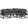 vidaXL Set Divano da Giardino 4 pz Nero Alluminio