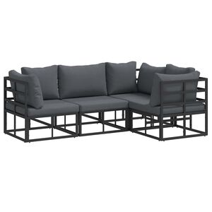 vidaXL Set Divano da Giardino 4 pz Nero Alluminio