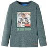 vidaXL Maglietta Bambino Maniche Lunghe Verde Scuro M&eacute;lange 128