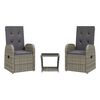 vidaXL Set da Pranzo da Giardino 3 pz con Cuscini in Polyrattan Grigio