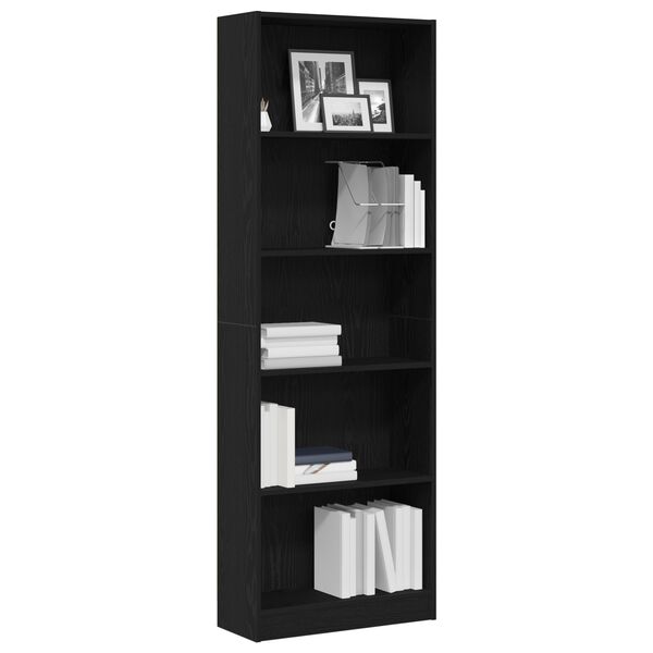 vidaXL Libreria Rovere Nero 60 x 24 x 176 cm Legno multistrato
