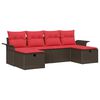 vidaXL Set Divano da Giardino 6 pz Marrone e Rosso polyrattan