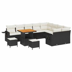 vidaXL Set Divano da Giardino 12 pcs Nero polyrattan