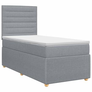vidaXL Letto box spring con materasso Grigio Chiaro Singolo Tessuto