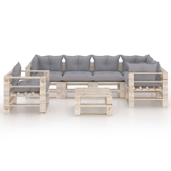 vidaXL Set Divani da Giardino Pallet 7 pz con Cuscini in Legno di Pino