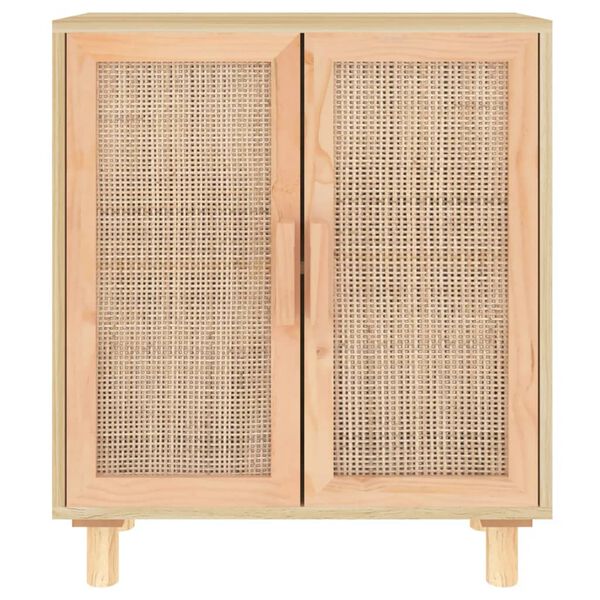 vidaXL Credenza Marrone 60x30x70cm Legno Massello Pino Rattan Naturale