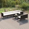 vidaXL Set Divani da Giardino 9 pz con Cuscini in Polyrattan Nero