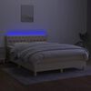 vidaXL Letto a Molle con Materasso e LED Crema 140x200 cm in Tessuto