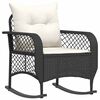 vidaXL Sedia a Dondolo da Giardino con Cuscini in Polyrattan Nero