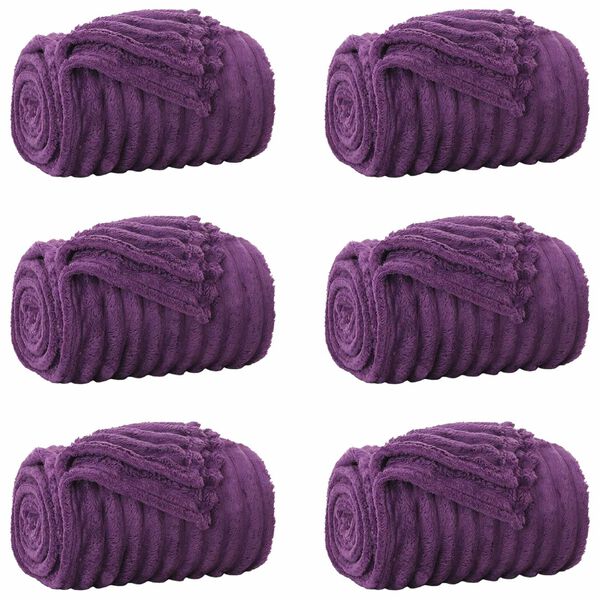 vidaXL Coperte da Pile 6 pcs Viola 270 x 240 cm Panno