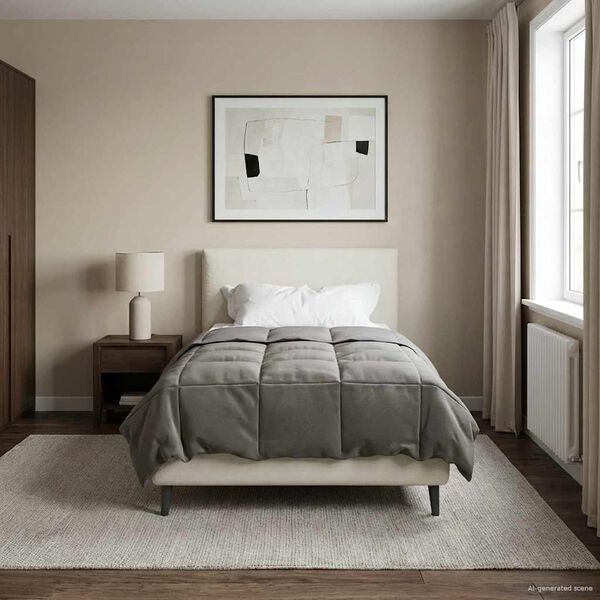 vidaXL Piumone Completo Annuale Grigio chiaro 155 x 200 cm Microfibra