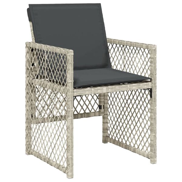 vidaXL Set Pranzo Giardino 11pz con Cuscini Grigio Chiaro Polyrattan