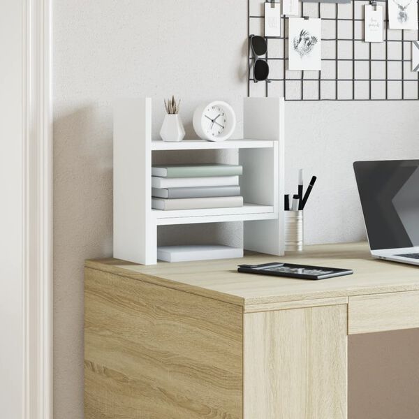 vidaXL Organizer da Scrivania Bianco 38,5x17x39 cm Legno Multistrato