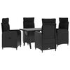 vidaXL Set da pranzo per esterni 5 pcs Nero polyrattan
