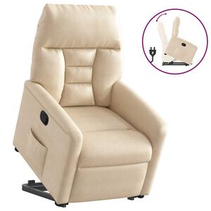 vidaXL Poltrona Alzapersona Reclinabile Beige in Tessuto Microfibra