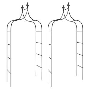 vidaXL Archi da Giardino 2 pz Neri 120x38x260 cm Acciaio