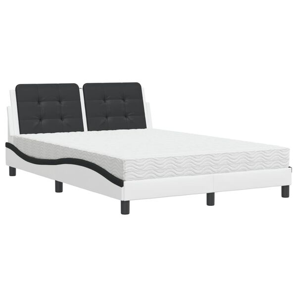 vidaXL Letto con Materasso Zadar Bianco e Nero 140x200 cm in Similpelle