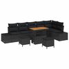 vidaXL Set Divano da Giardino 9 pz Nero polyrattan